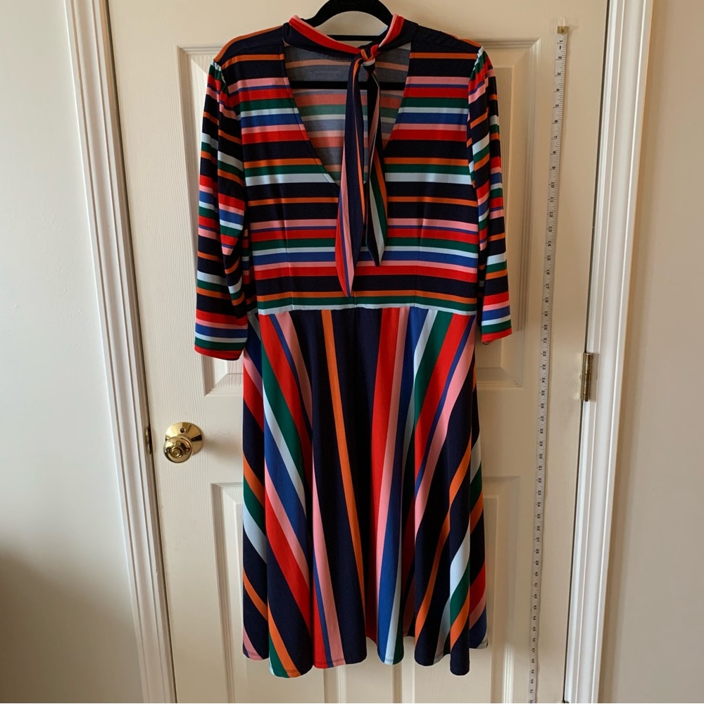 Eloquii Fit and Flare Opposing Stripes Dress -NWT! - Picture 3 of 8